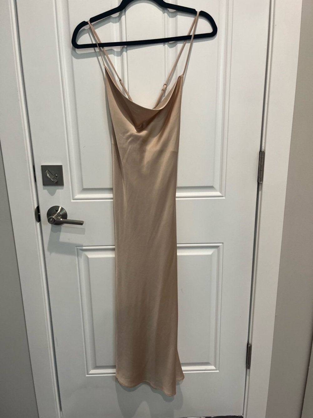 Show Me Your MuMu Beige Satin Cowl Midi Slip Dress